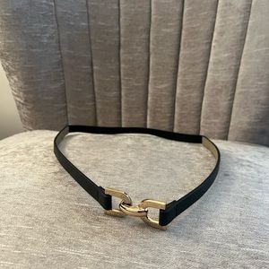 NWOT Black Stretch Belt with Gold Hardware Buckle
